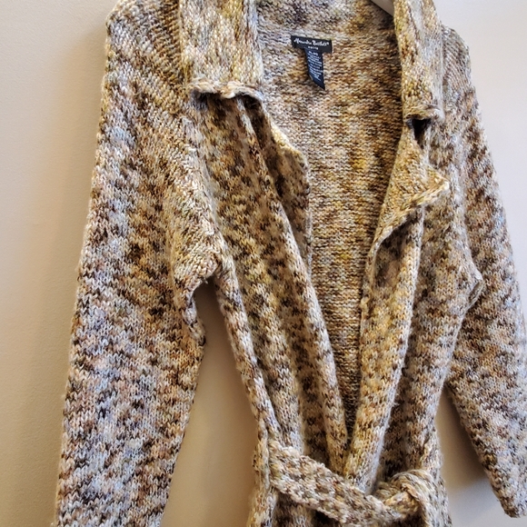 Alexandra Bartlett petit large cardigan sweater with self belt with collar - Picture 6 of 15